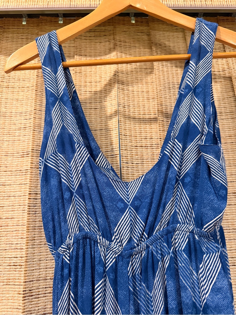 Aila Blue Summer Tie-Front Blue Geometric Maxi Dress - Picture 6 of 6